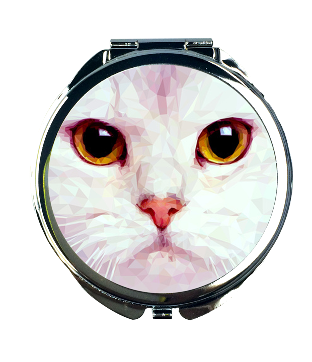 กระจกพิมพ์รูป White cat Mirror